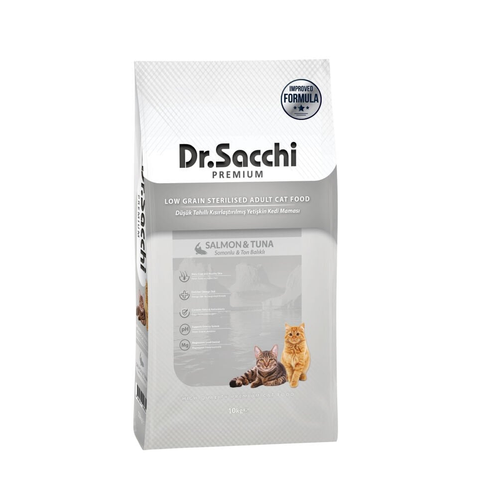 Dr.Sacchi Premium Düşük Tahıllı Kısır Kedi Maması 10 Kg