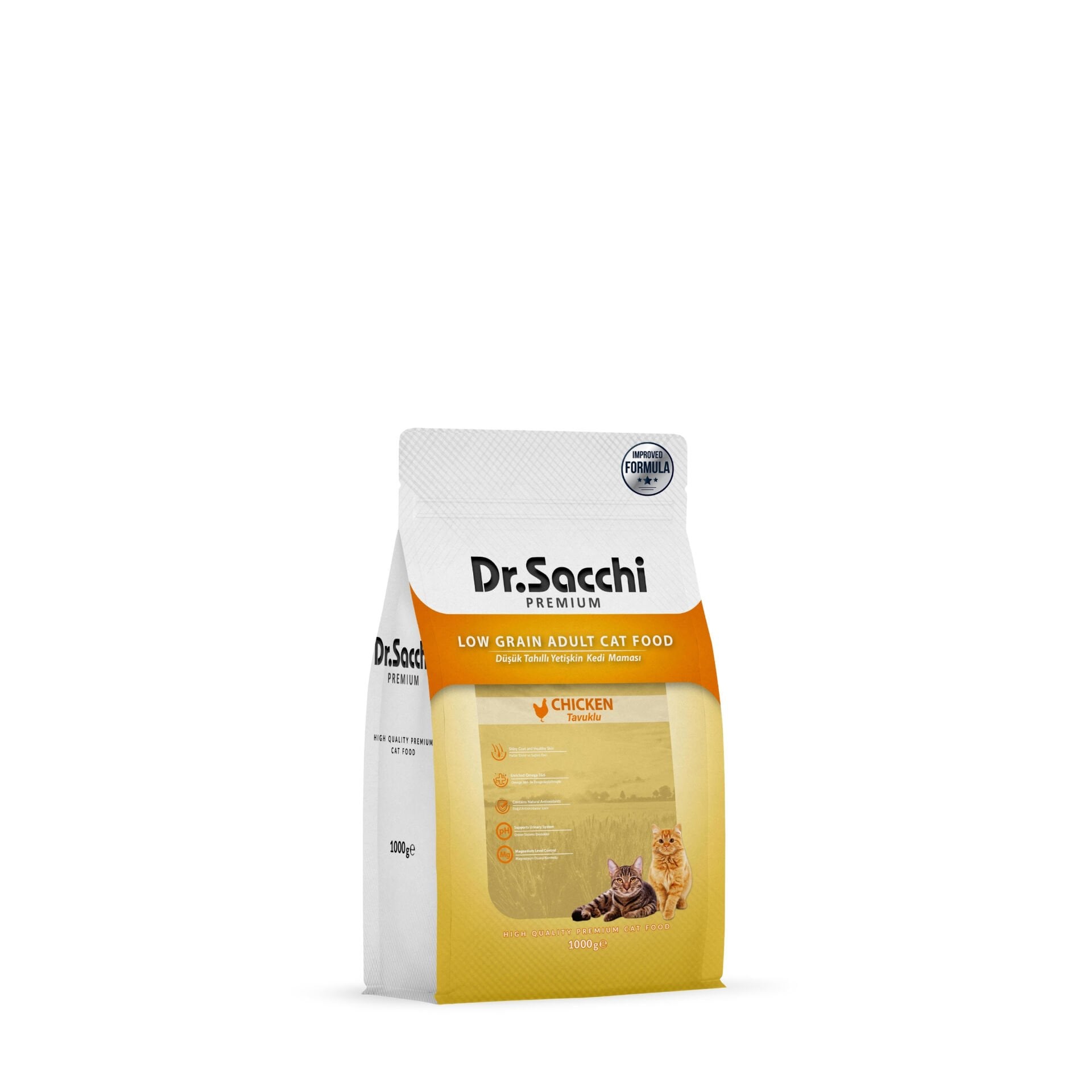 Dr. Sacchi Premium Düşük Tahıllı Tavuklu Yetişkin Kedi Maması 1 Kg
