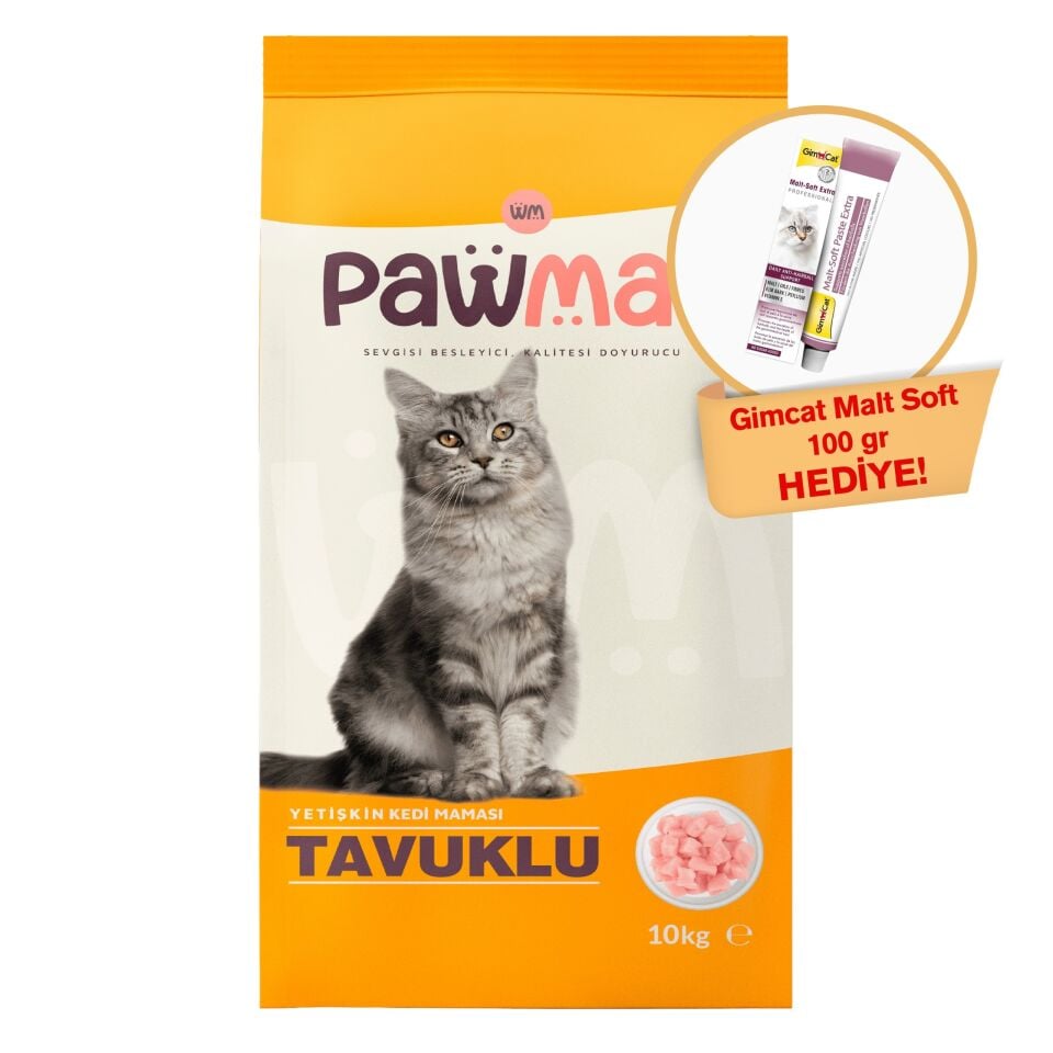 Pawmas Tavuklu Yetişkin Kedi Maması 10 Kg