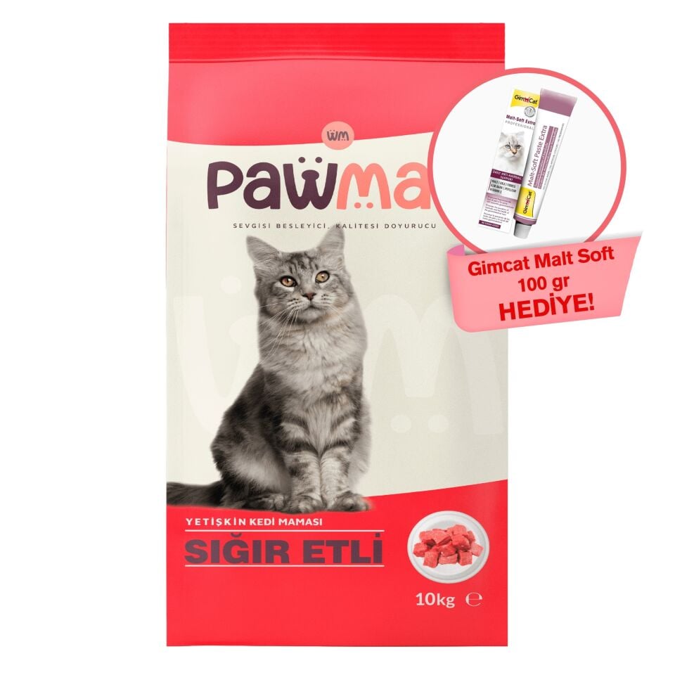 Pawmas Sığır Etli Yetişkin Kedi Maması 10 Kg