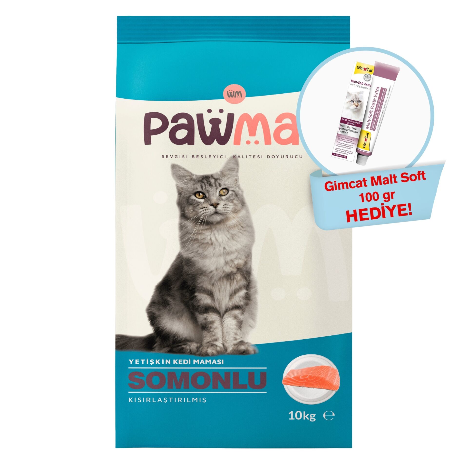 Pawmas Somonlu Kısırlaştırılmış Yetişkin Kedi Maması 10 Kg