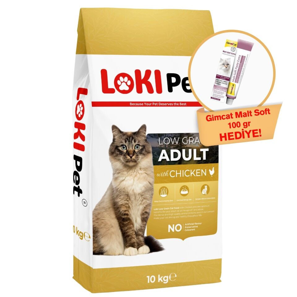 Loki Pet Düşük Tahıllı Tavuklu Yetişkin Kedi Maması 10 kg