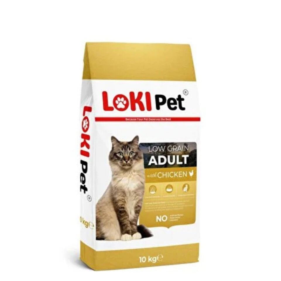 Loki Pet Düşük Tahıllı Tavuklu Yetişkin Kedi Maması 10 kg