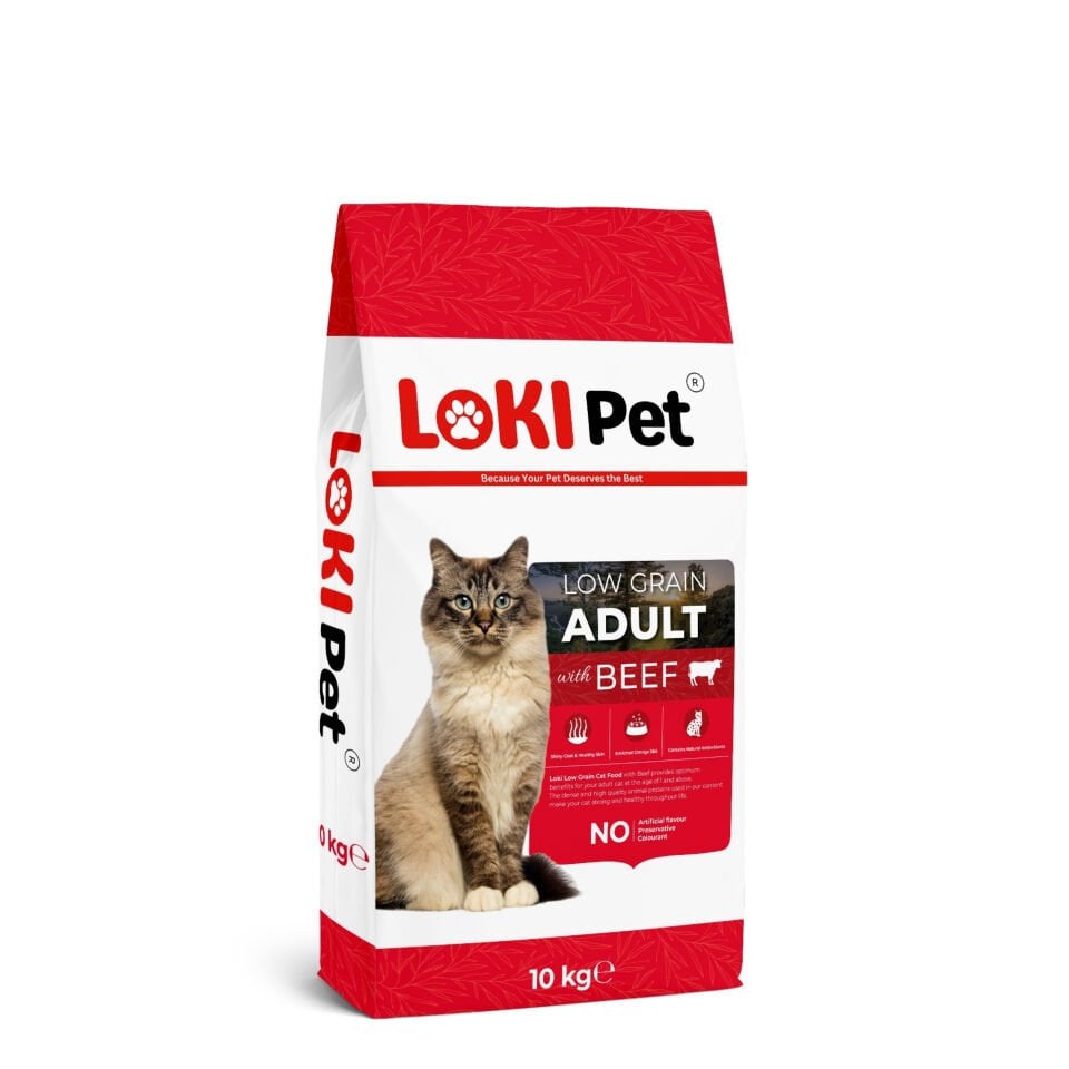 Loki Pet Düşük Tahıllı Sığır Etli Yetişkin Kedi Maması 10 kg