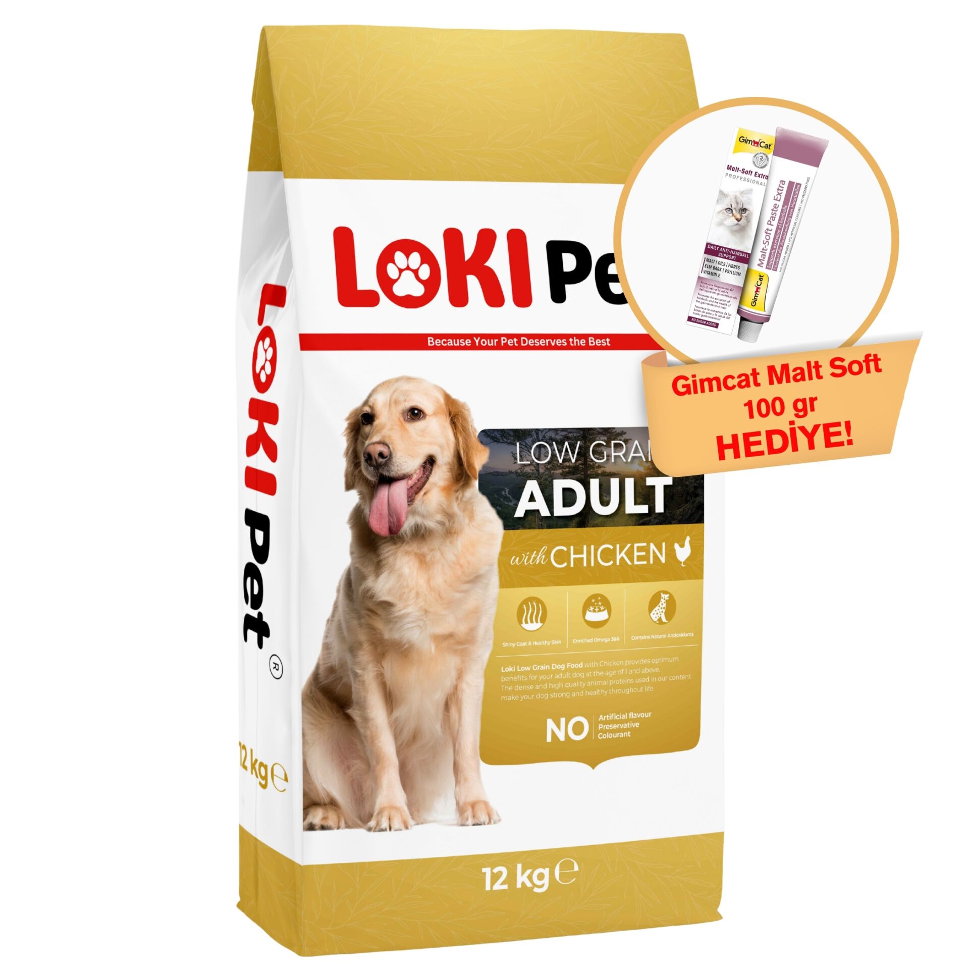 Loki Pet Düşük Tahıllı Tavuklu Yetişkin Köpek Maması 12 kg