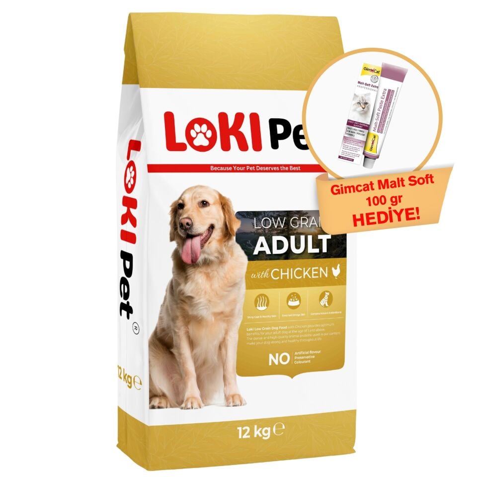 Loki Pet Düşük Tahıllı Tavuklu Yetişkin Köpek Maması 12 kg