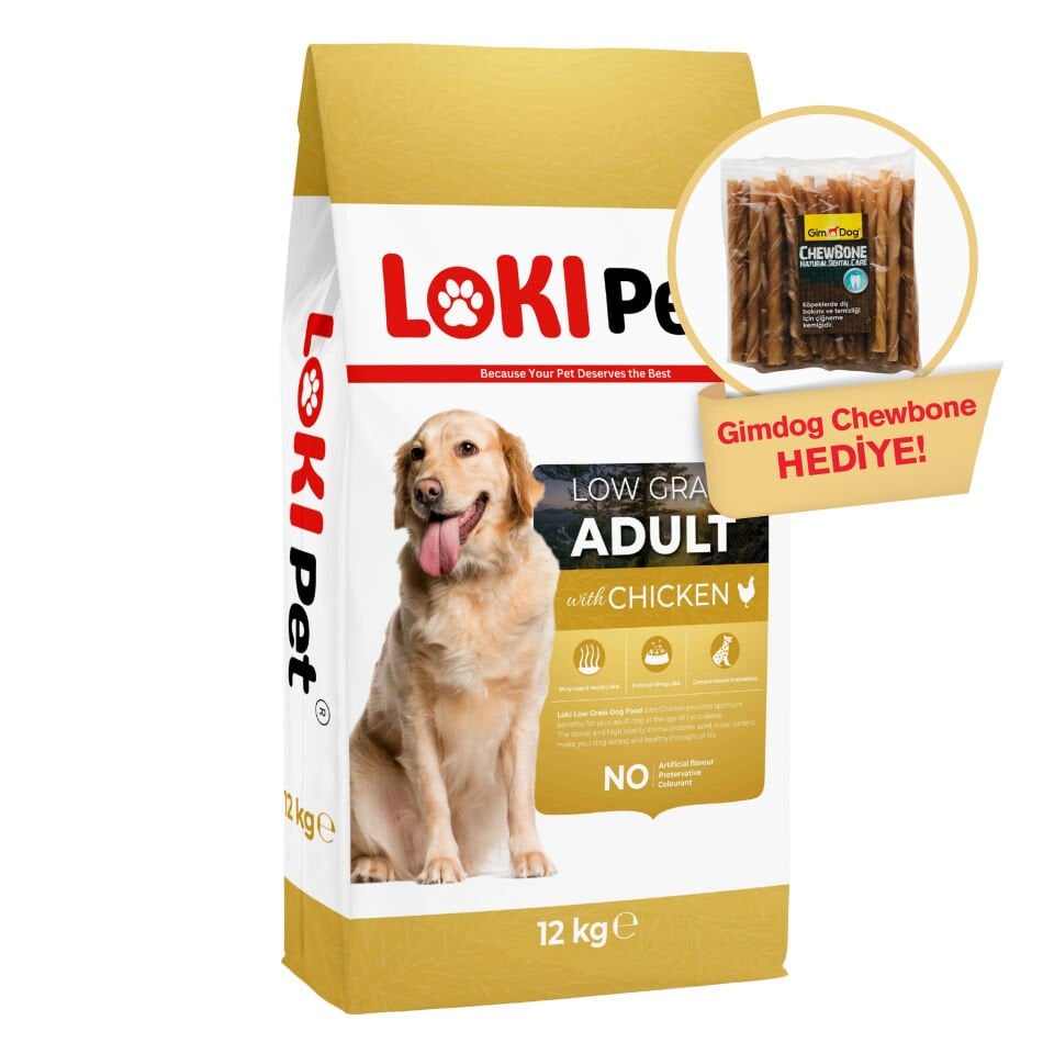 Loki Pet Düşük Tahıllı Tavuklu Yetişkin Köpek Maması 12 kg