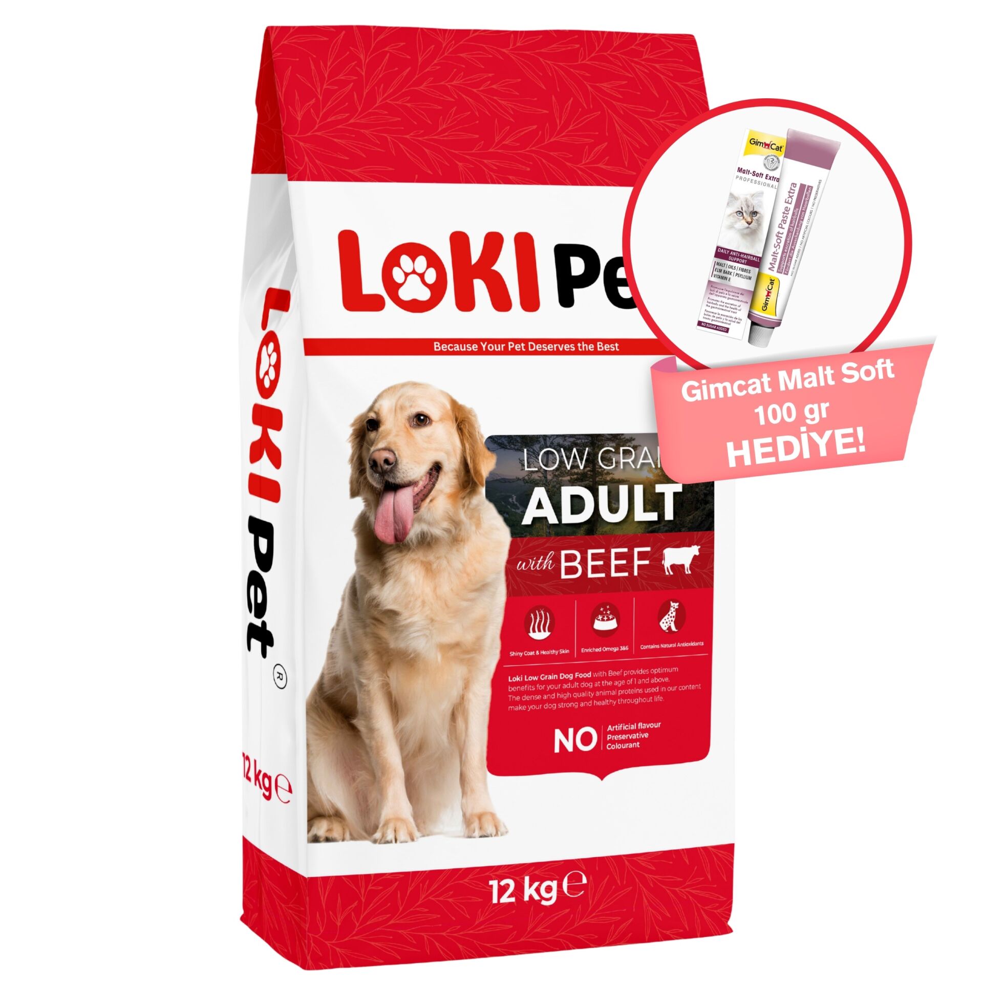 Loki Pet Düşük Tahıllı Sığır Etli Yetişkin Köpek Maması 12 kg