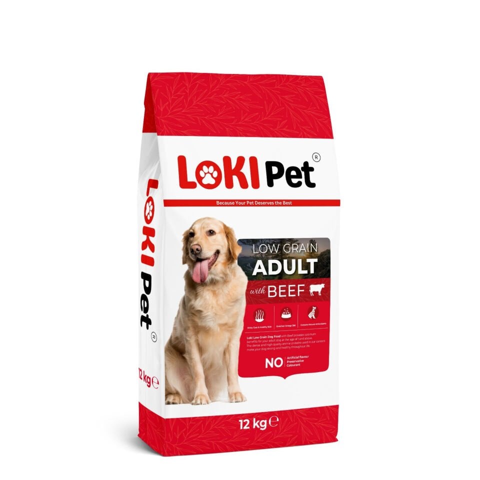 Loki Pet Düşük Tahıllı Sığır Etli Yetişkin Köpek Maması 12 kg