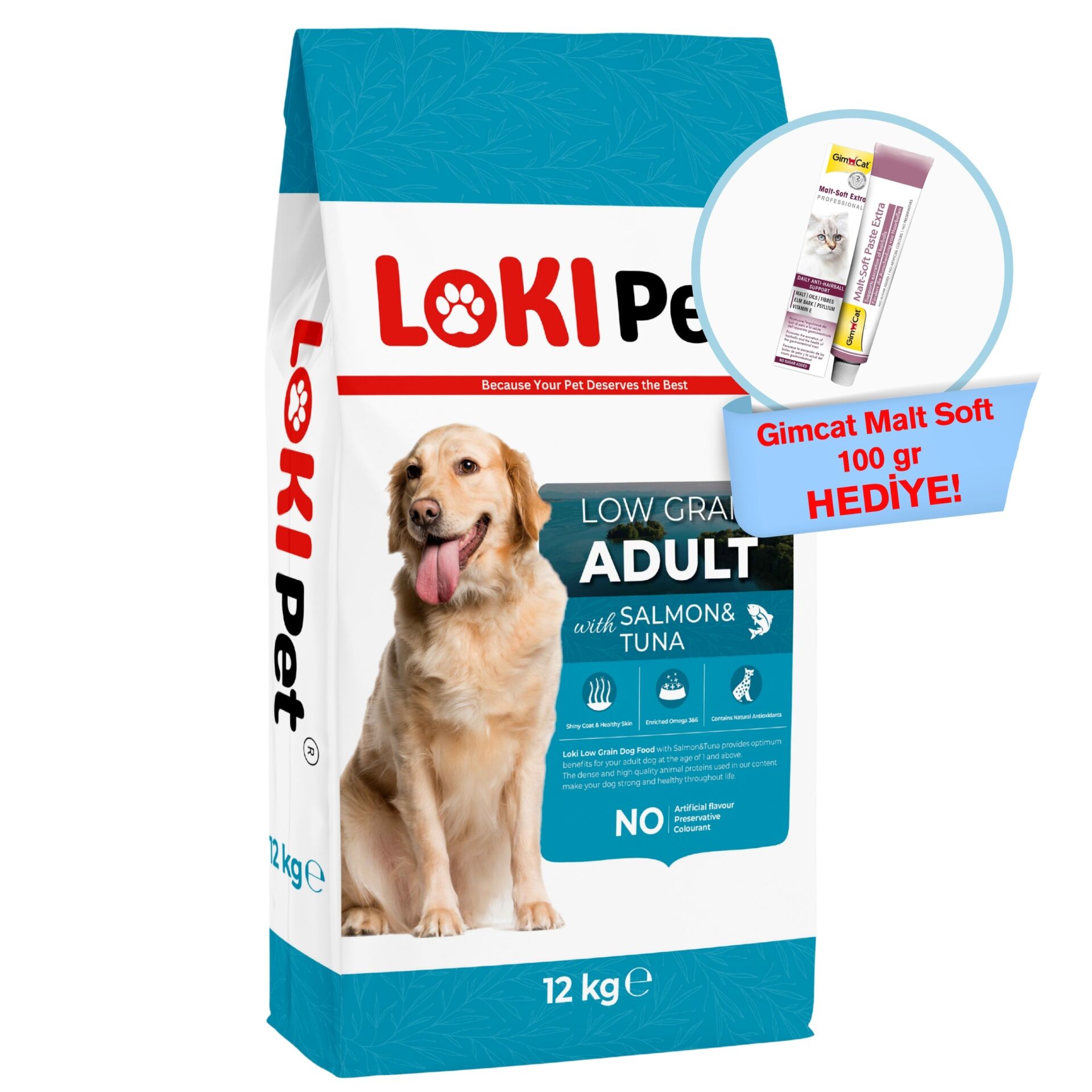 Loki Pet Düşük Tahıllı Somonlu & Ton Balıklı Yetişkin Köpek Maması 12 kg