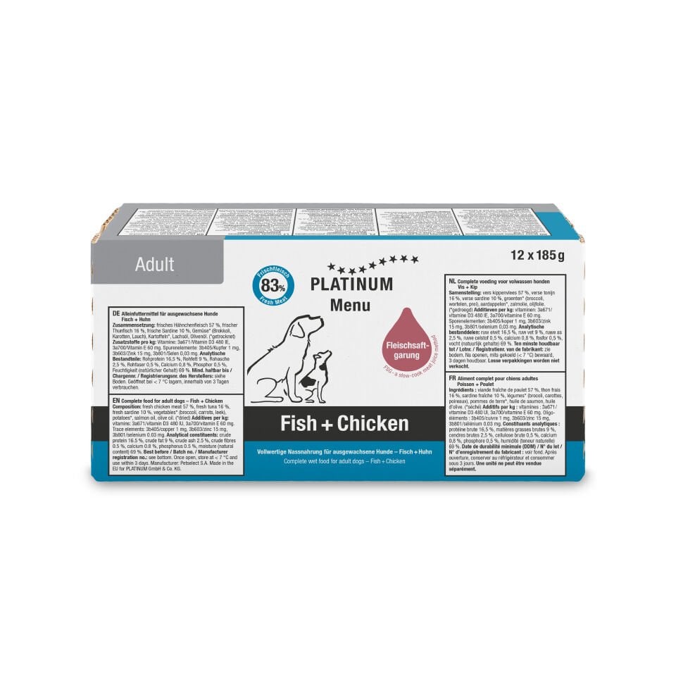 Platinum Balıklı ve Tavuklu Yaş Köpek Maması 185gr