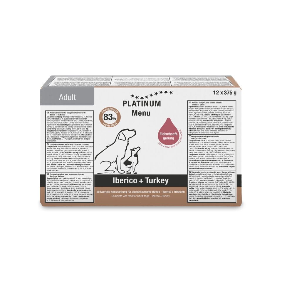 Platinum Iberico ve Hindili Yaş Köpek Maması 375gr