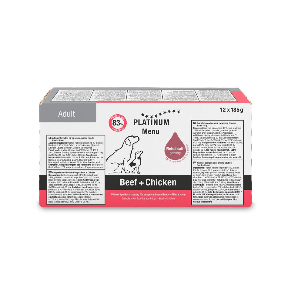 Platinum Sığır Etli ve Tavuklu Yaş Köpek Maması 185gr