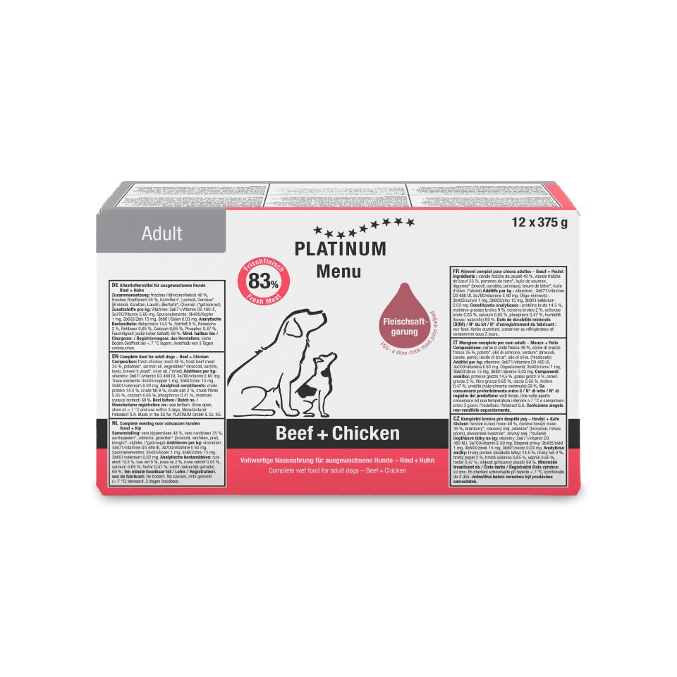 Platinum Sığır Etli ve Tavuklu Yaş Köpek Maması 375gr
