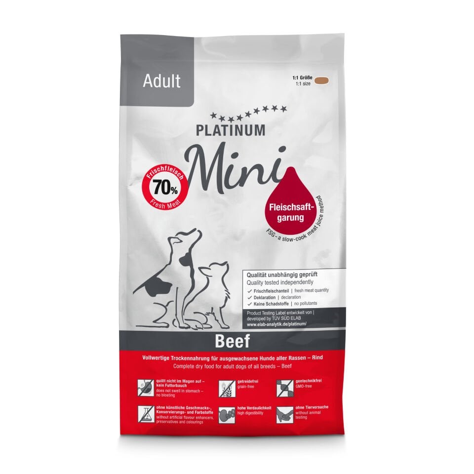 Platinum Mini Sığır Etli Yetişkin Köpek Maması 900gr