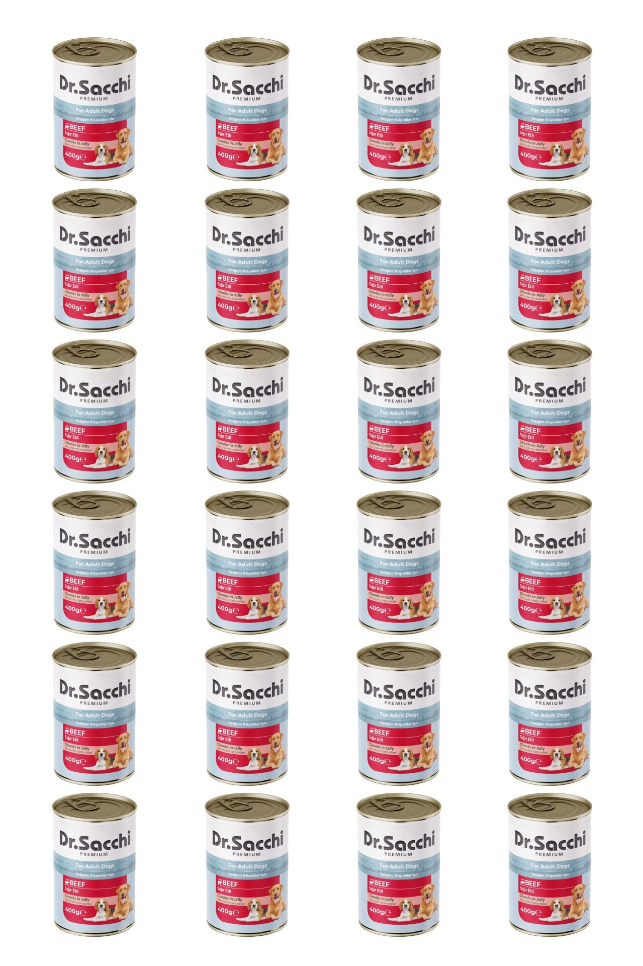 Dr.Sacchi yetişkin köpek-sığır etli 400gr x 24 adet