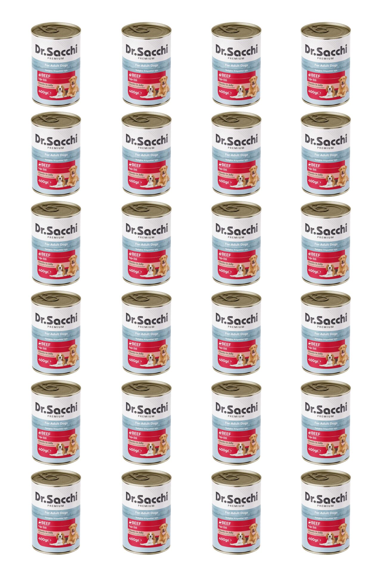Dr.Sacchi yetişkin köpek-sığır etli 400gr x 24 adet
