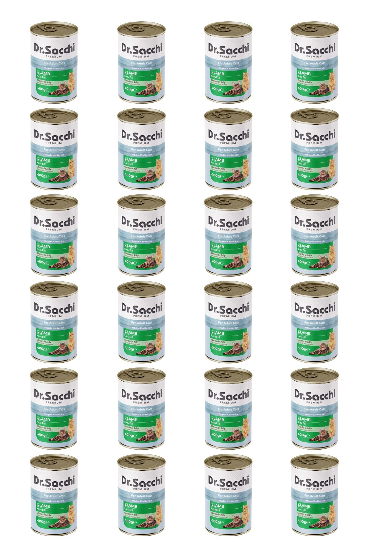 Dr.Sacchi yetişkin kedi-kuzu etli 400gr x 24 adet