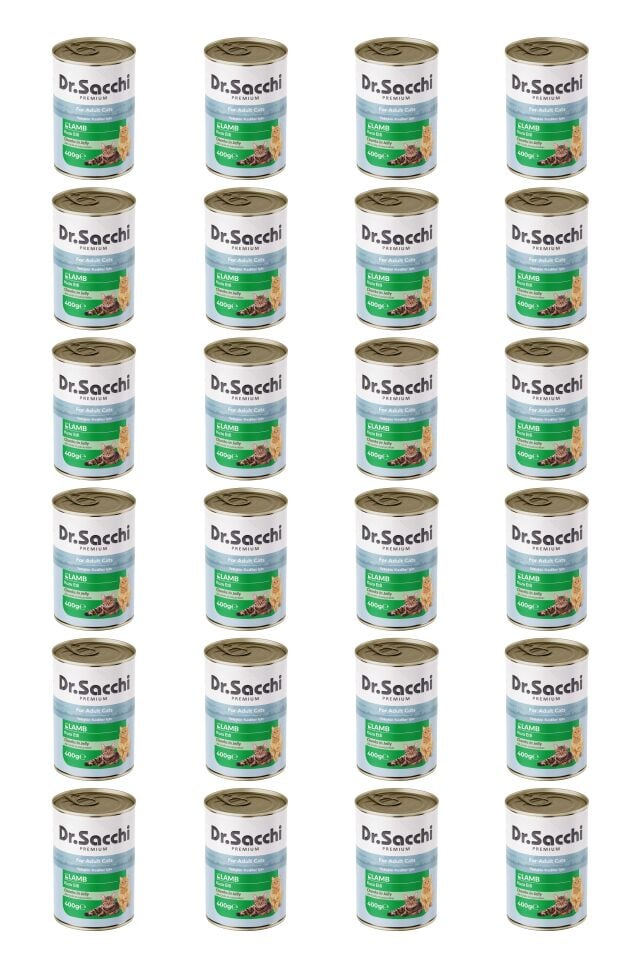 Dr.Sacchi yetişkin kedi-kuzu etli 400gr x 24 adet
