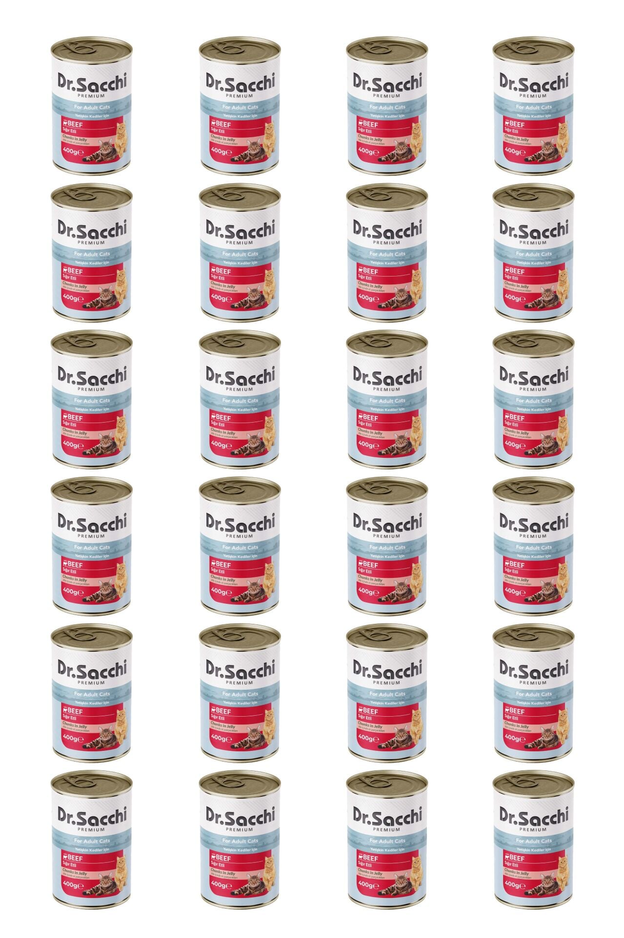Dr.Sacchi yetişkin kedi-sığır etli 400gr x 24 adet