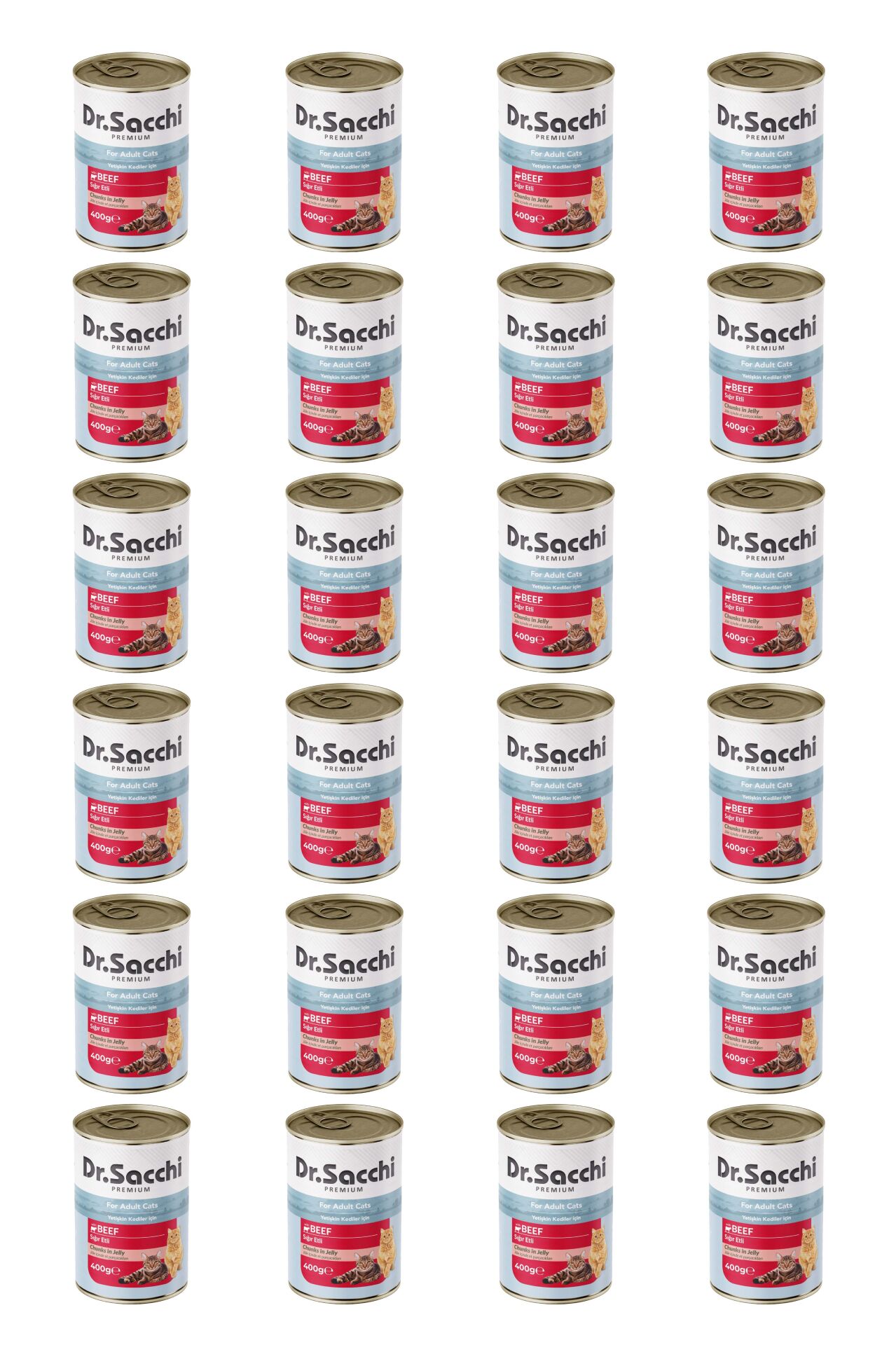 Dr.Sacchi yetişkin kedi-sığır etli 400gr x 24 adet