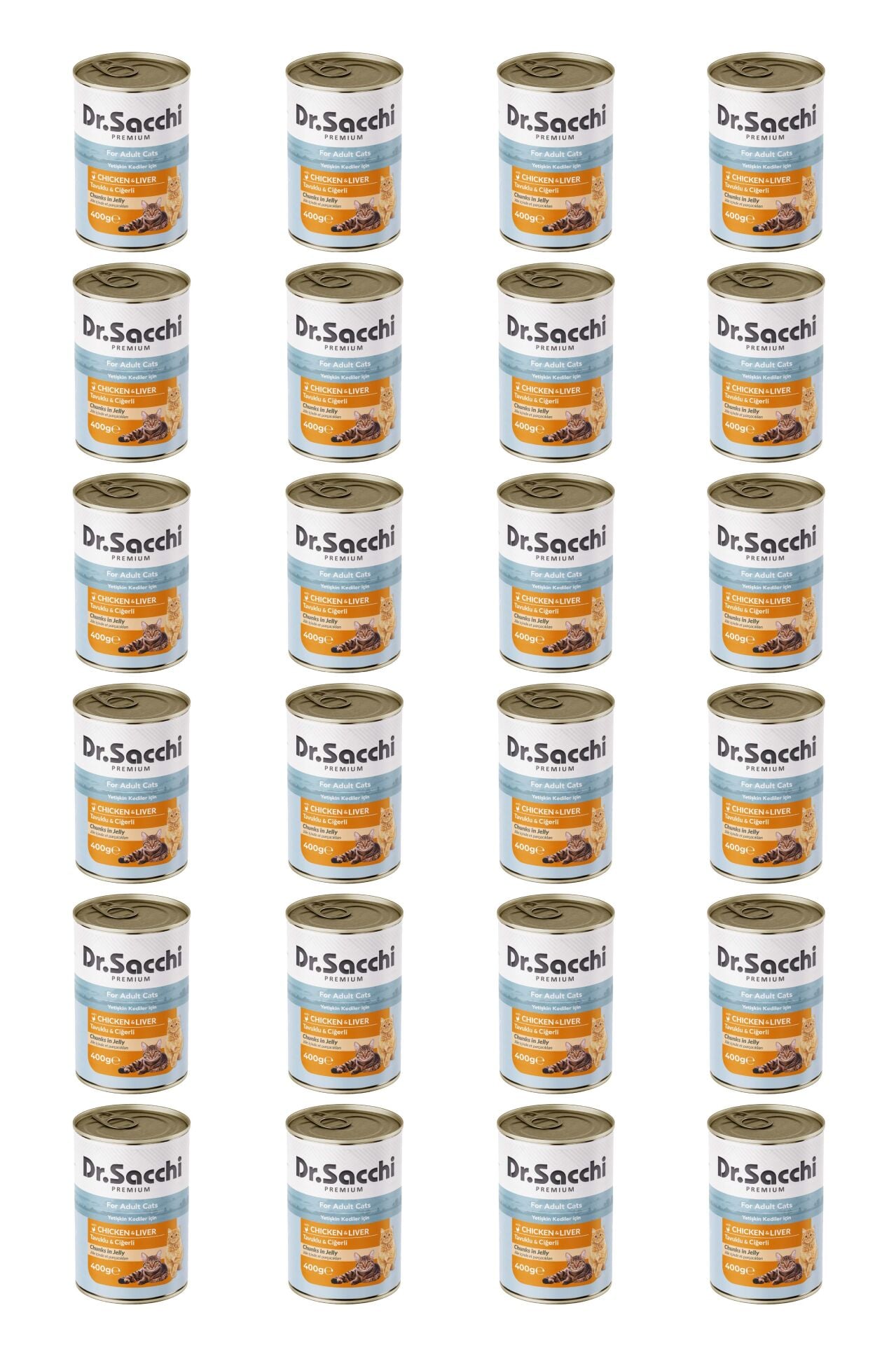 Dr.Sacchi yetişkin kedi-tavuklu ciğerli 400gr x 24 adet