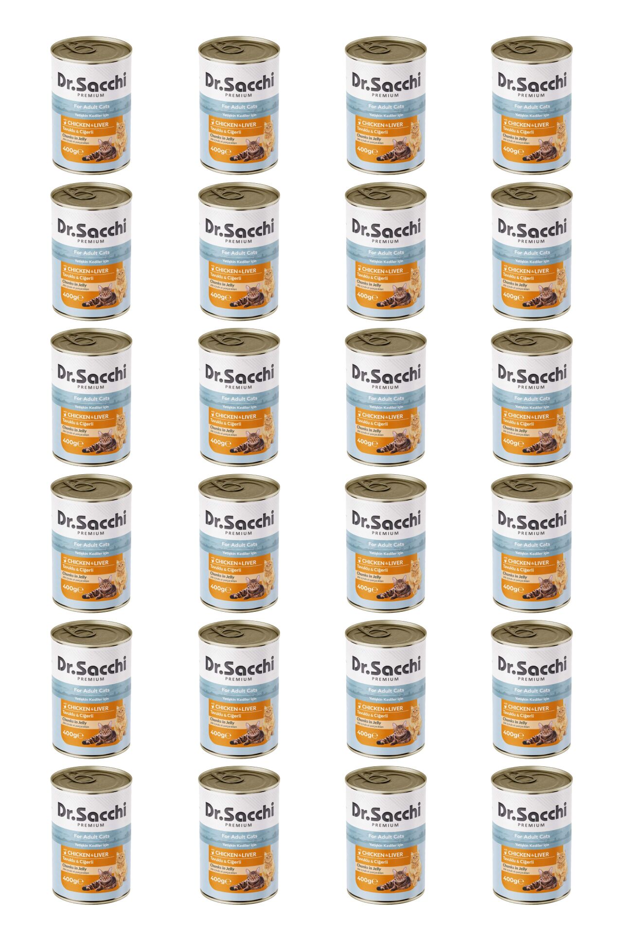 Dr.Sacchi yetişkin kedi-tavuklu ciğerli 400gr x 24 adet