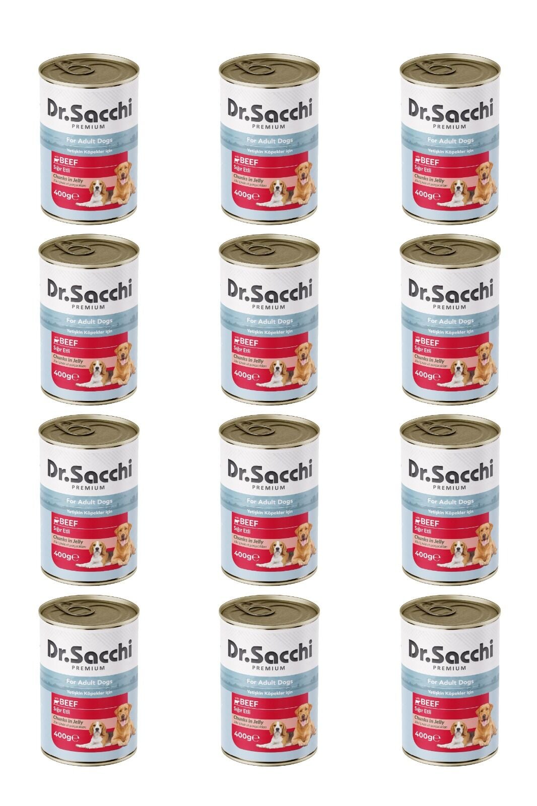 Dr.Sacchi yetişkin köpek-sığır etli 400gr x 12 adet