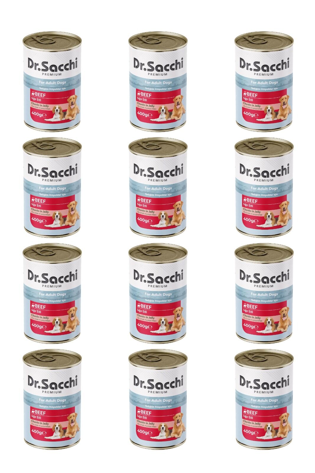 Dr.Sacchi yetişkin köpek-sığır etli 400gr x 12 adet