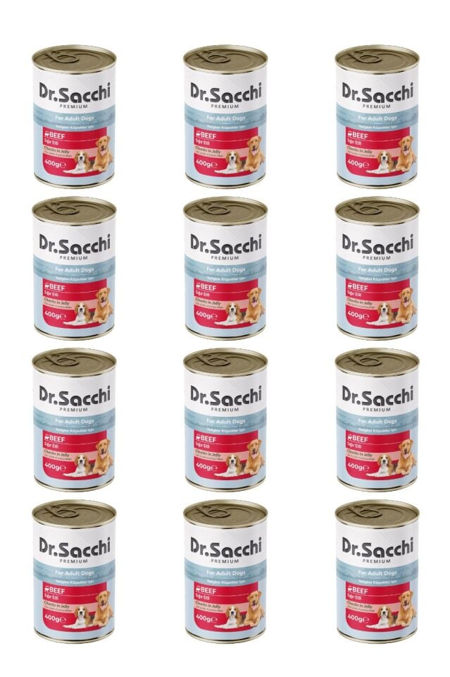 Dr.Sacchi yetişkin köpek-sığır etli 400gr x 12 adet