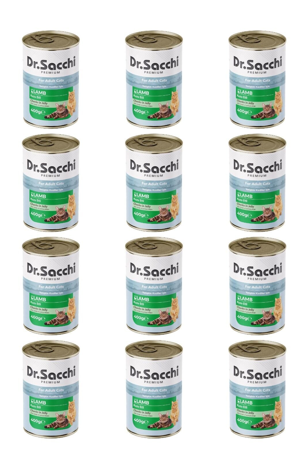 Dr.Sacchi yetişkin kedi-kuzu etli 400gr x 12 adet
