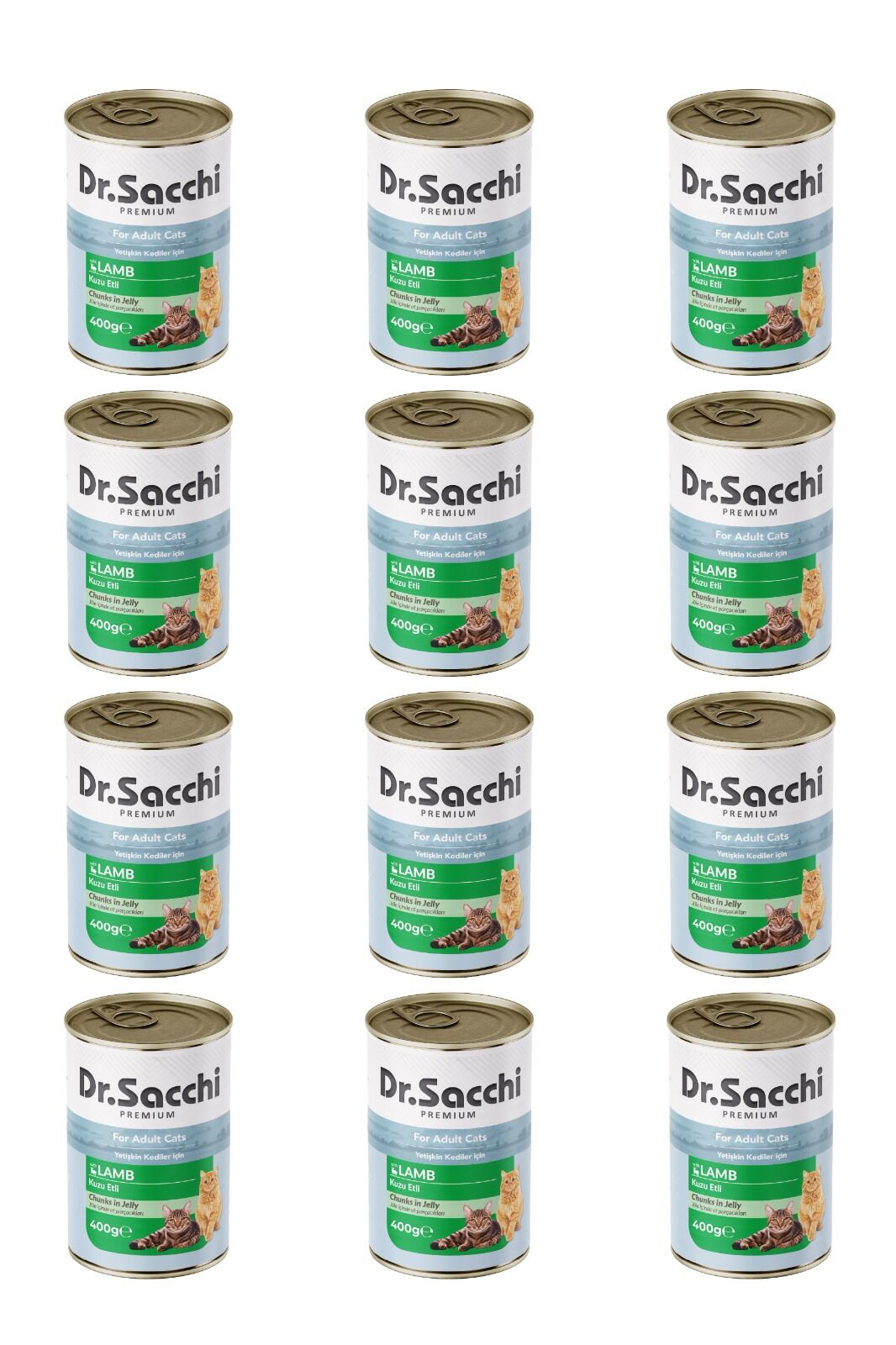 Dr.Sacchi yetişkin kedi-kuzu etli 400gr x 12 adet