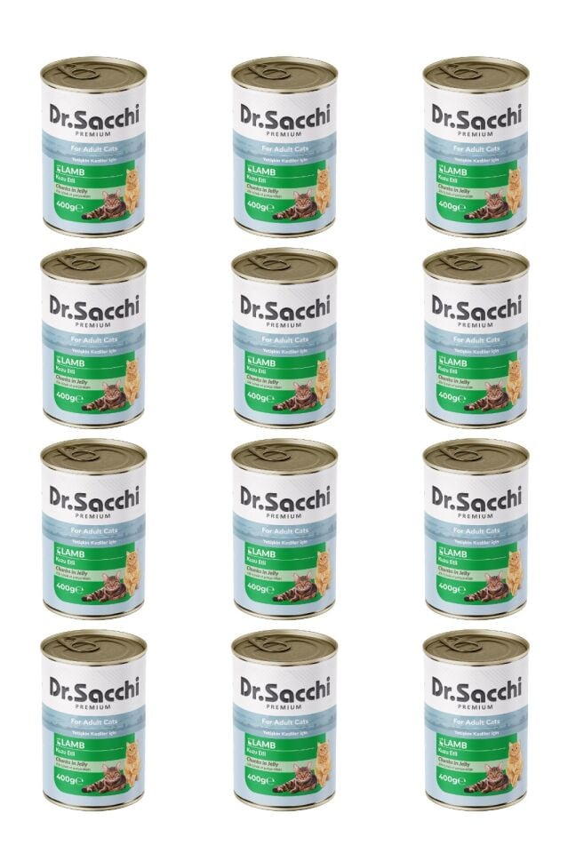 Dr.Sacchi yetişkin kedi-kuzu etli 400gr x 12 adet