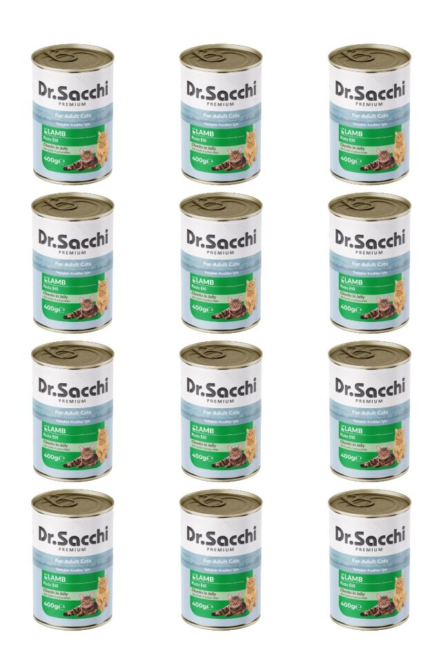 Dr.Sacchi yetişkin kedi-kuzu etli 400gr x 12 adet