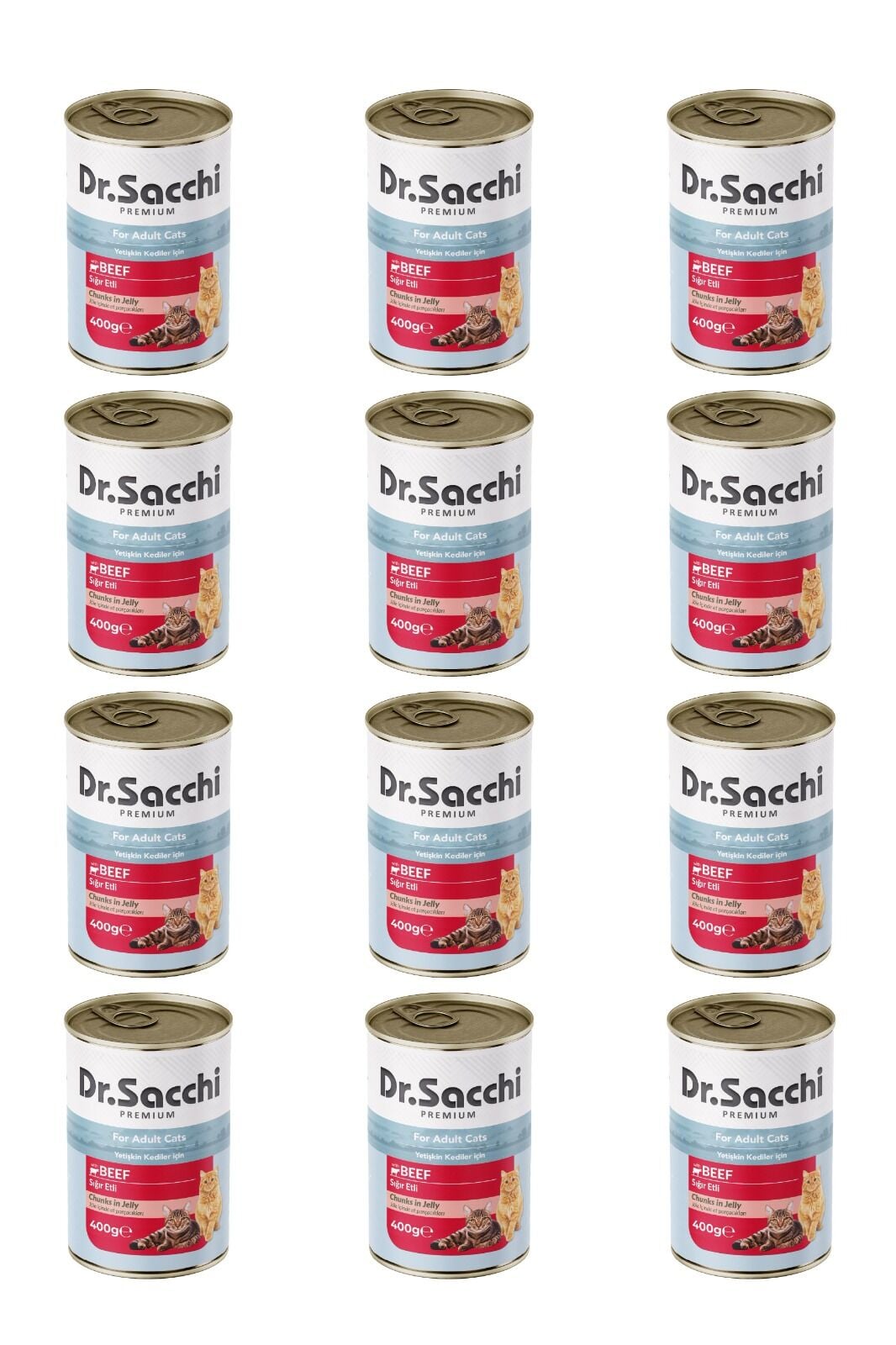 Dr.Sacchi yetişkin kedi-sığır etli 400gr x 12 adet