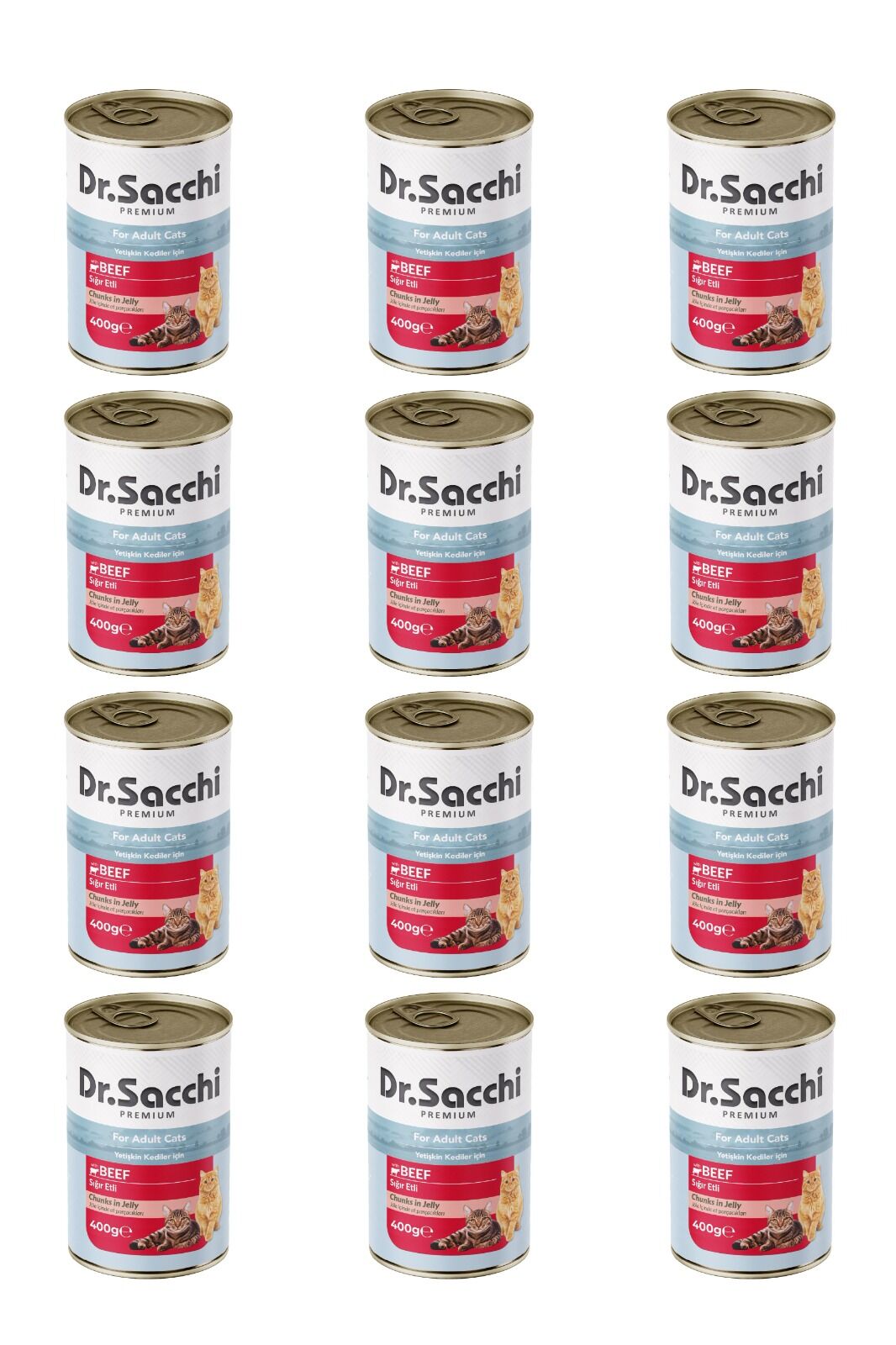 Dr.Sacchi yetişkin kedi-sığır etli 400gr x 12 adet