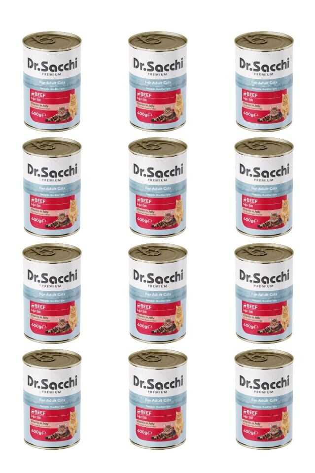 Dr.Sacchi yetişkin kedi-sığır etli 400gr x 12 adet