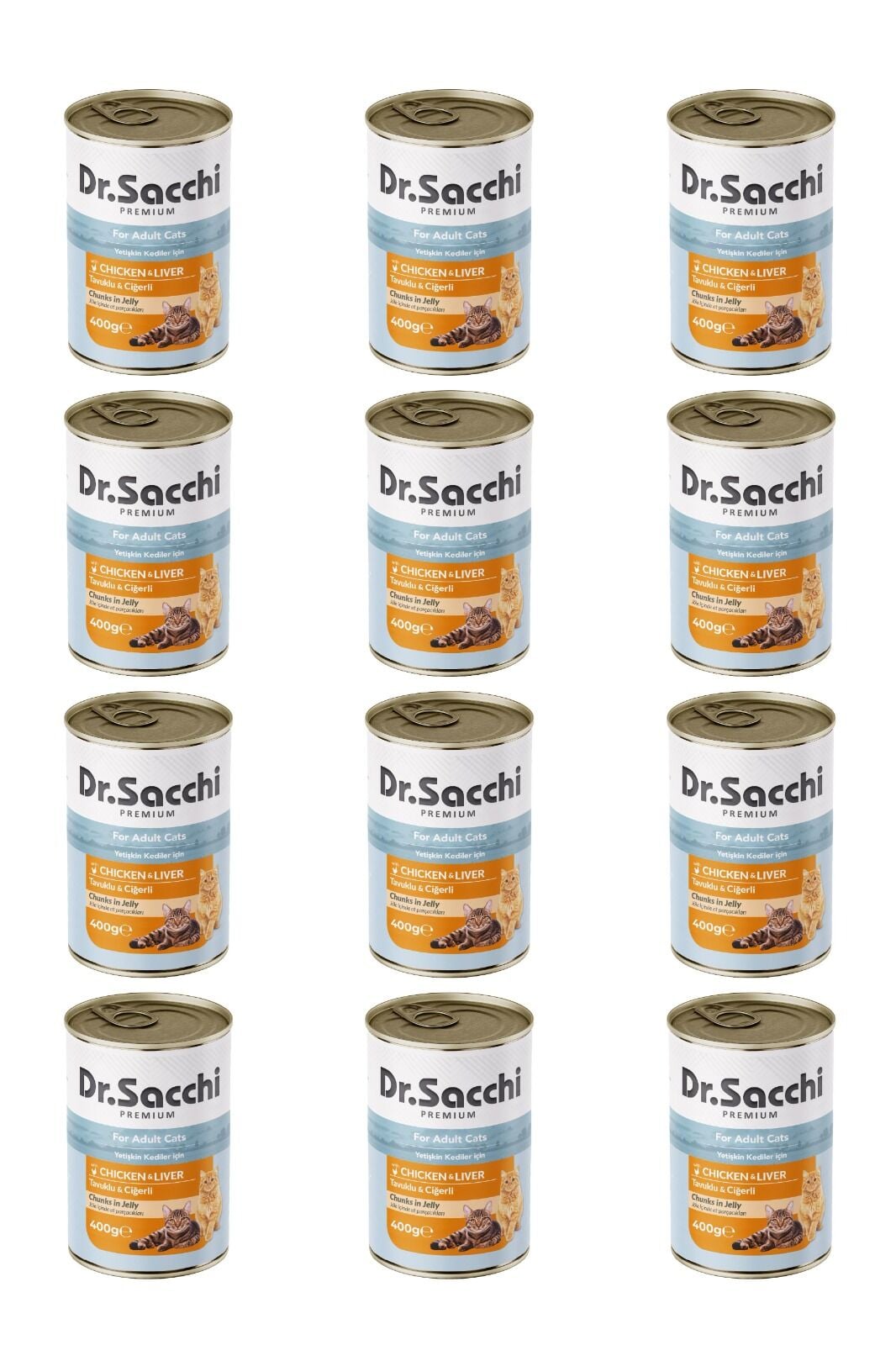 Dr.Sacchi yetişkin kedi-tavuklu ciğerli 400gr x 12 adet